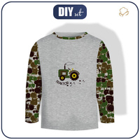 LONGSLEEVE - TRAKTOR GRÜN / melange hellgrau - Single Jersey (122/128)