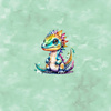 CUTE DINO PAT. 2 - panel (60cm x 50cm) looped knit