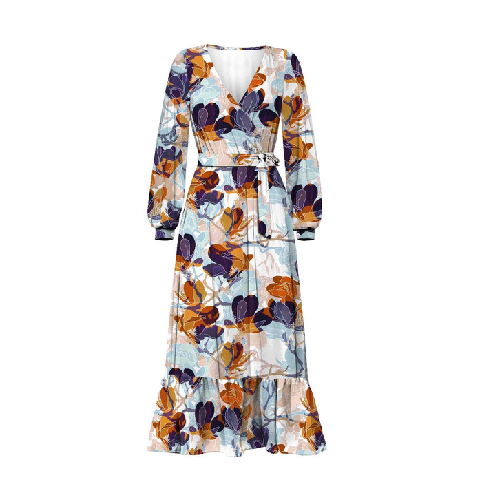 UMSCHLAG KLEID MIT RÜSCHEN (ABELLA) - MAGNOLIEN Ms. 2 (bunt) - Nähset XL