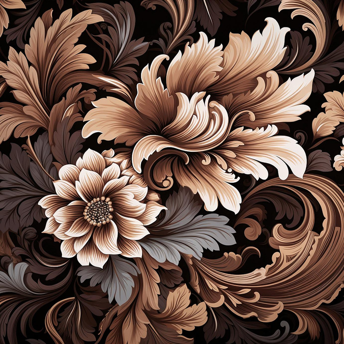 FLOWERS WZ.9/ Mocha Mousse  - Krepp