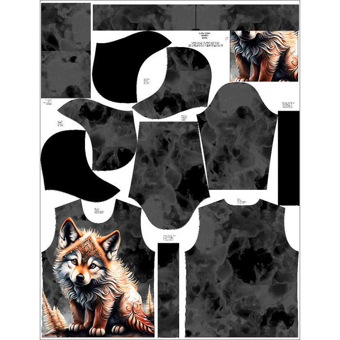 UNISEX HOODIE (HYDRA) - ABSTRACT WOLF - sewing set (98/104)