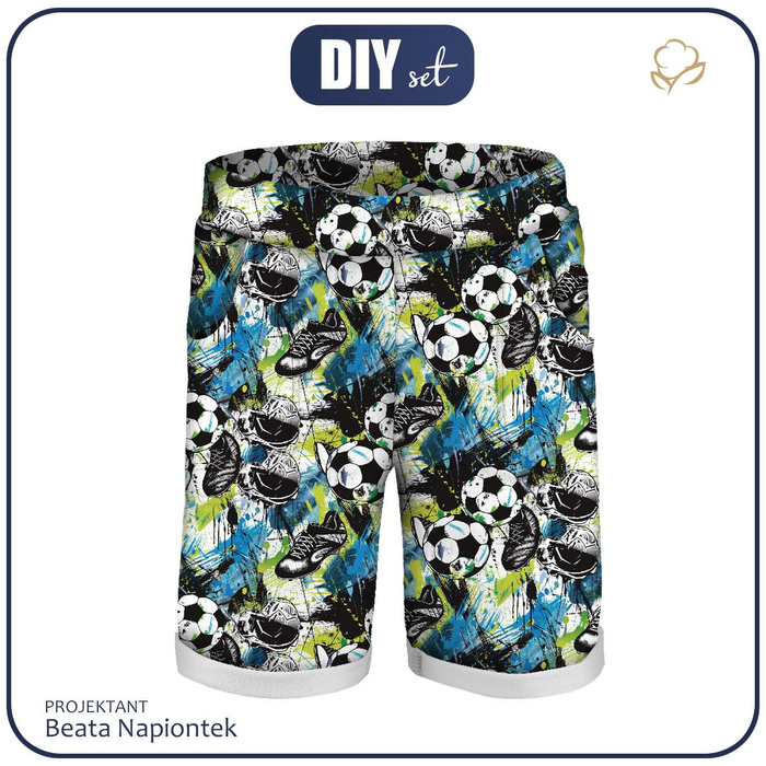KID`S SHORTS (RIO) - FOOTBALL - looped knit fabric (98/104)