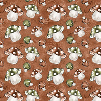 FOREST MUSHROOMS pat. 1 / brown - Cotton woven fabric