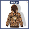 KID'S HOODIE (ALEX) - ANIMALS CRACKED pat.4 (cat) - looped knit fabric (122/128)