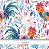 ROOSTERS / white - Woven Fabric for tablecloths