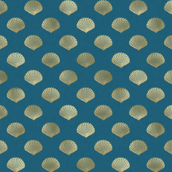 GOLDEN SHELLS (GOLDEN OCEAN) / sea blue - Viscose jersey