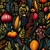 AUTUMN FLOWERS WZ.15- Slub Weave
