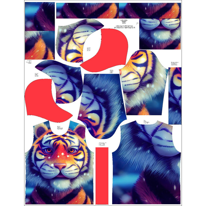 Unisex mikina s kapucí (HYDRA) - ANIMOVANÝ TYGR - Sada šití S