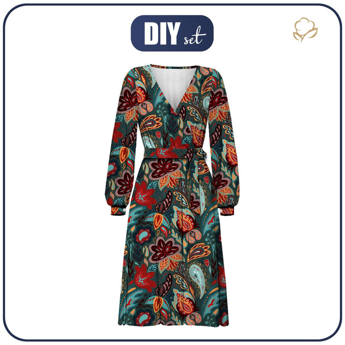 WRAP MIDI DRESS (BIANCA) - COLORFUL PASILEY - sewing set XXL