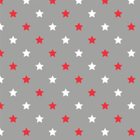 DIAGONAL RED STARS / grey - Cotton woven fabric