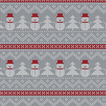 SNOWMEN WITH CHRISTMAS TREES / grey - single jersey with elastane