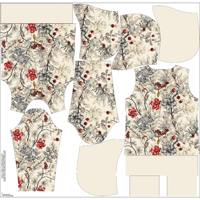 BLUZA DAMSKA "POLA" (XL) CLASSIC Z KAPTUREM - FLOWERS wz.16 - zestaw do uszycia 