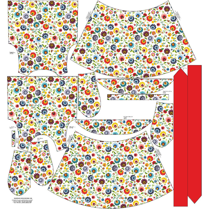 ŠATY "EMMA" - FOLK ŁOWICKÝ / bílá - Jersey viskózový s elastanem XXL