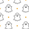 HALLOWEEN CONTOUR GHOSTS / white - Cotton woven fabric