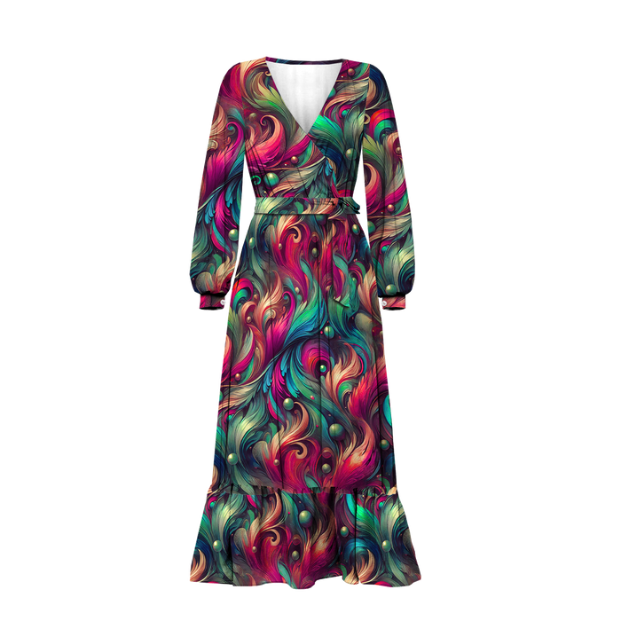 WICKELKLEID MIT RÜSCHEN "ABELLA" (L) - COLORFUL FEATHER PINK - Nähset 