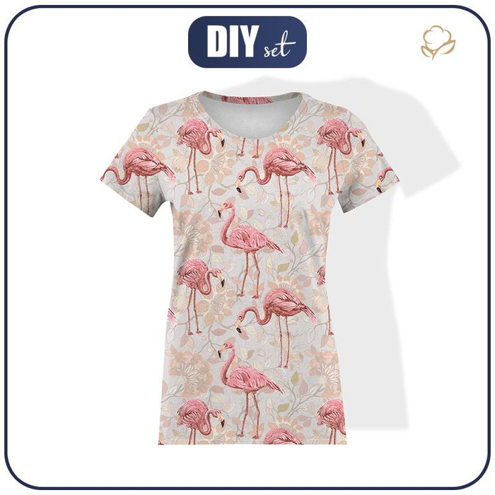 WOMEN’S T-SHIRT - FLAMINGOS AND TWIGS - single jersey XXS