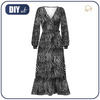 WRAP FLOUNCED DRESS "ABELLA" (M) - ANIMAL SKIN pat.2 - sewing set