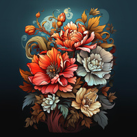 BOUQUET OF FLOWERS WZ.5 - Panel (75cm x 80cm) Voděodolná tkanina Oxford