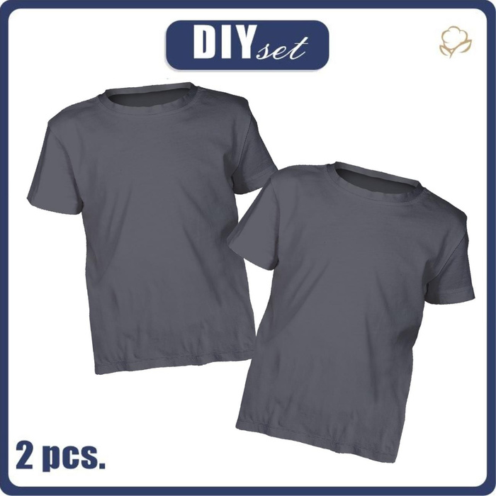 2-PACK - BASIC KID’S T-SHIRT - DARK GREY - sewing set
