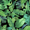 TROPICAL LEAVES pat. 2 / black - quick-drying woven fabric