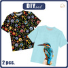 2-PACK - KID’S T-SHIRT - FOLKLORE AND KINGFISHER - sewing set (140/146)
