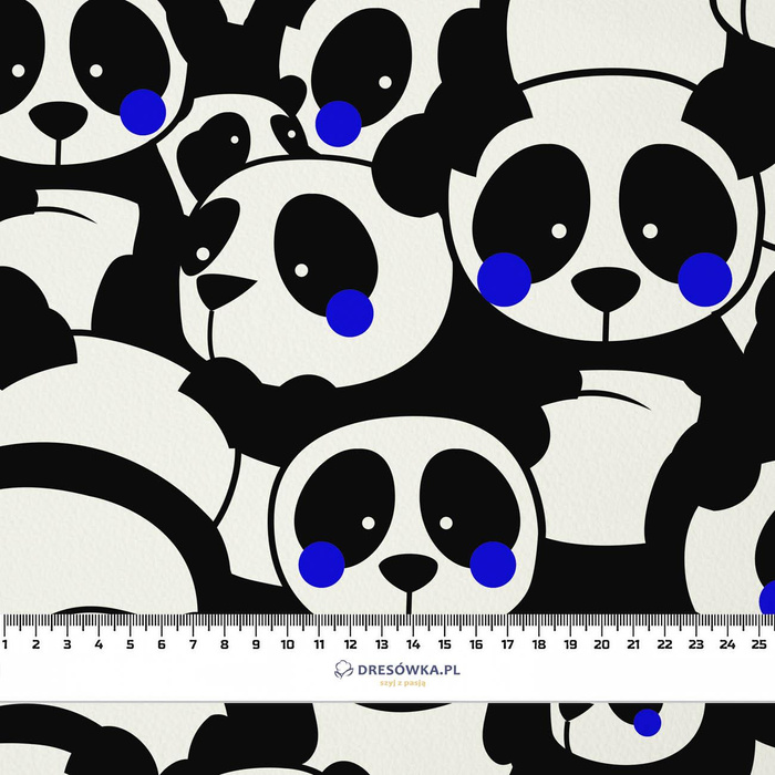 50cm PANDAS / classic blue - schnelltrocknende Webware