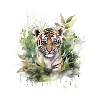 WATERCOLOR TIGER - PANEL (60cm x 50cm) Panama 220g