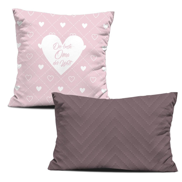 DEKO-KOPFKISSEN - DIE BESTE OMA DER WELT / Herzen und Rauten