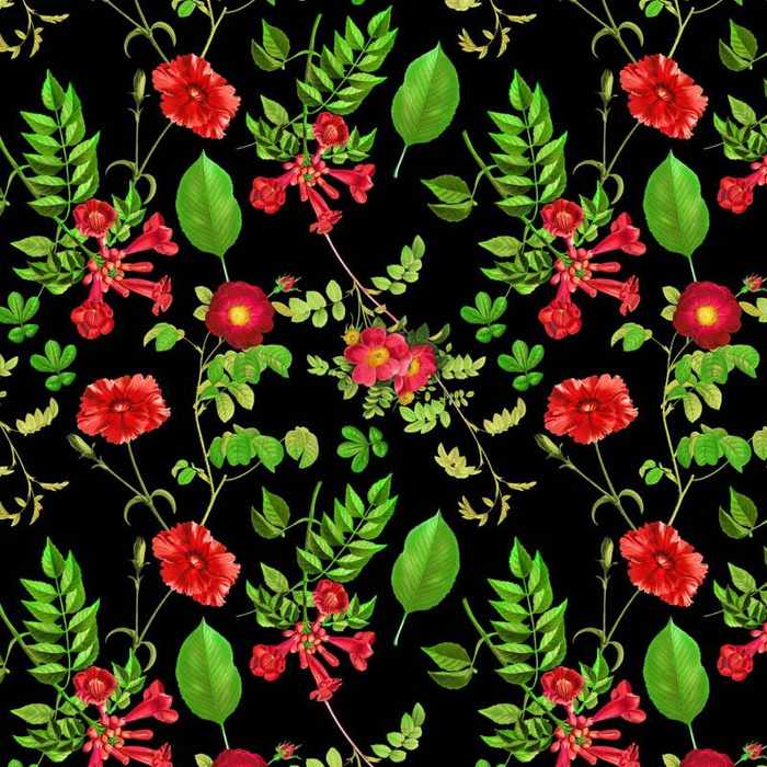 MINI RED GARDEN (PARADISE GARDEN)  - looped knit fabric with elastane