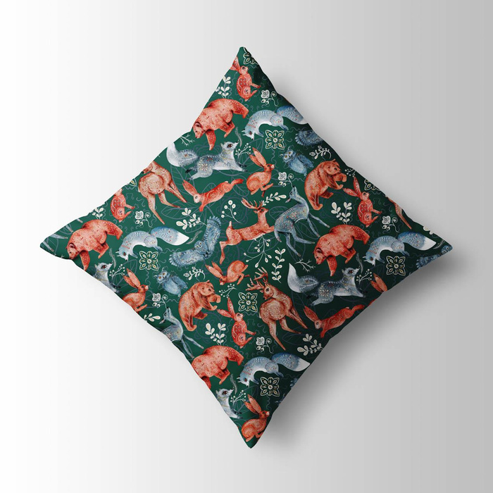 FOLK ANIMALS pat. 1 / bottle green (FOLK FOREST)