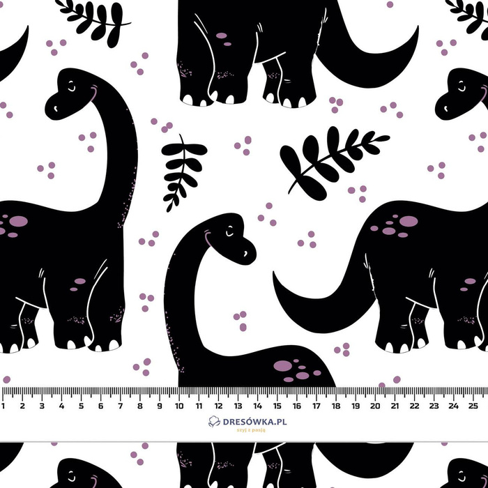 BLACK DINO / PLANTS  - Waterproof woven fabric