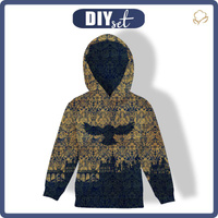 KID'S HOODIE - OWL / MAGIC DAMASCO pat. 1 (MAGIC SCHOOL) - looped knit fabric (110/116)