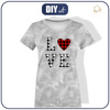 T-SHIRT DAMSKI - LOVE / serce vichy (BE MY VALENTINE) / LÓD - single jersey XS