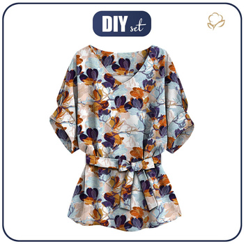 KIMONO BLOUSE - MAGNOLIAS pat. 2 (colorful) - sewing set