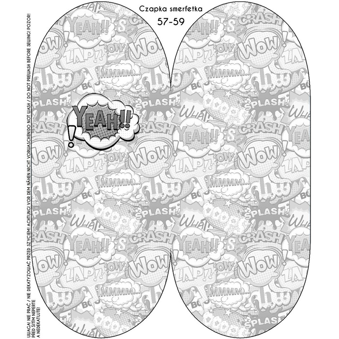 "Beanie" cap - COMIC BOOK / yeah (black - white) 51-53