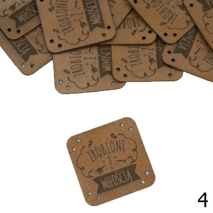 Metka ''ZROBIONE Z MIŁOŚCIĄ'' 3x3cm - kolory do wyboru