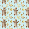 BEARS AND BIRDS (FOREST ANIMALS) - Cotton woven fabric