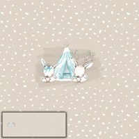 ZVÍŘATA V TÝPÍ / BÍLÉ STOPY / béžový (KOUZELNÝ VÁNOČNÍ LES) - panoramic panel teplákovina