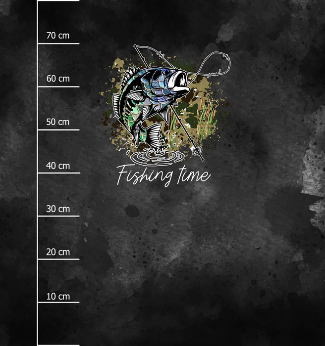 FISHING TIME - panel (75cm x 80cm) Waterproof woven fabric