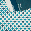 ROSETTES ( light blue ) / dark blue - Cotton woven fabric
