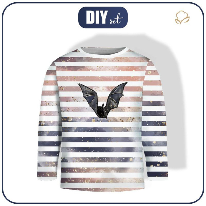 LONGSLEEVE - NETOPÝŘI / pruhy (ZAČAROVANÁ NOC) - single jersey (146/152)