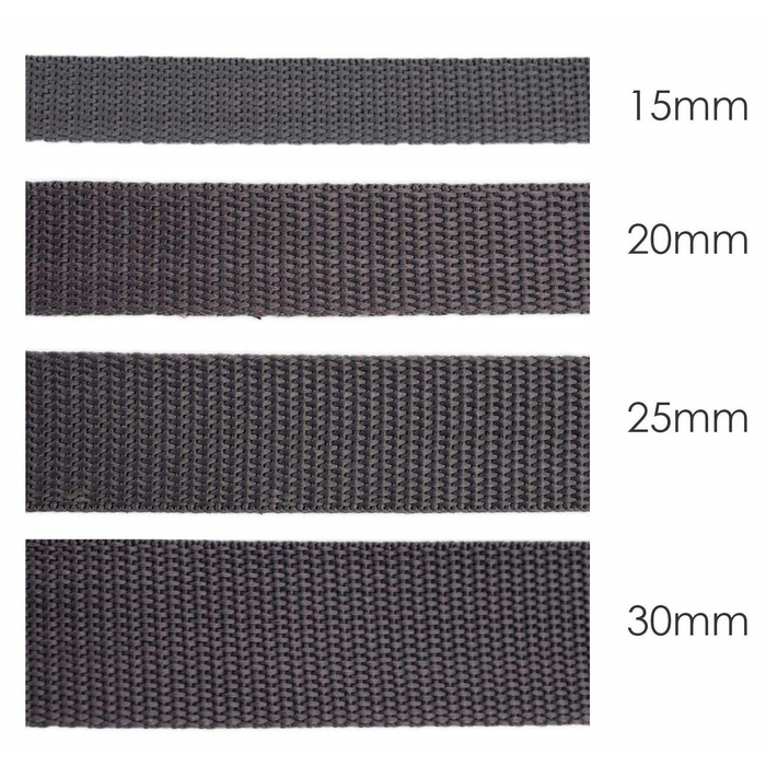 Webbing tape -  dark grey / Choice of sizes