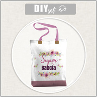 SHOPPER BAG - SUPER BABCIA / pink - Waterproof woven fabric - sewing set