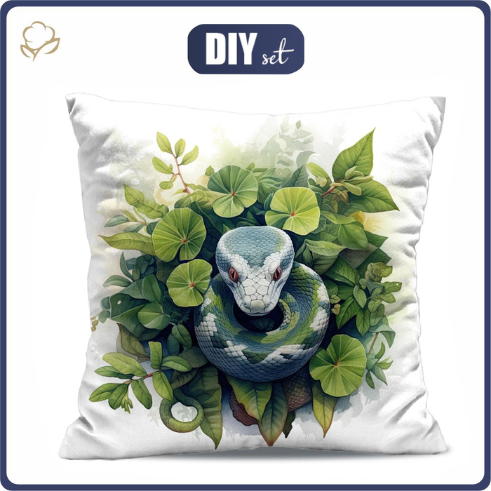 PILLOW 45X45 - WATERCOLOR SNAKE - Cotton woven fabric - sewing set