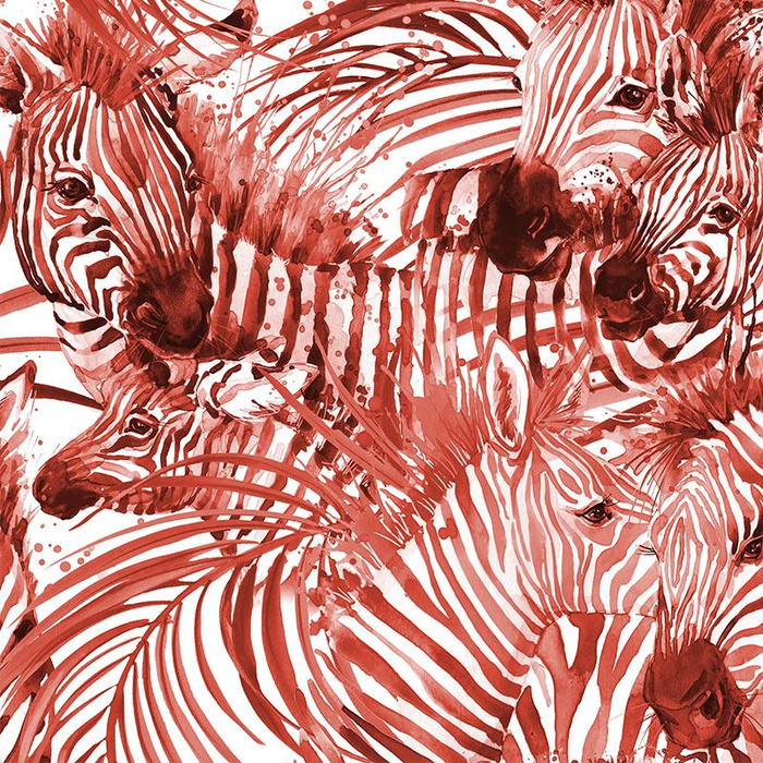 ZEBRA (rot) / weiß - HOME DECOR PREMIUM Webware