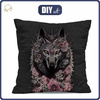 POLŠTÁŘ 45x45 - FANTASY WOLF - Potahový velur - přední + zadní strana