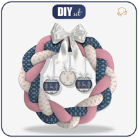 WEIHNACHTSKRANZ - RENTIERE M.3 / dunkelblau / rosa (NORWEGISCHE MUSTER) - Nähset