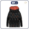 SNOOD SWEATSHIRT (FURIA) - LEAVES PAT. 3 / BLACK - looped knit fabric ITY - S