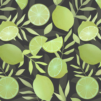 LIMES / graphite - Waterproof woven fabric