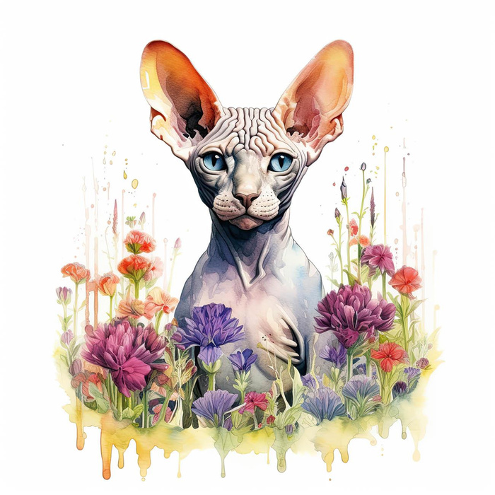 WATERCOLOR SPHINX - Panel (75cm x 80cm) Sommersweat